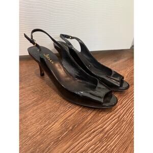 Cole Haan Nike Air Black Patent Leather Slingback Peep Toe Pumps Size 7